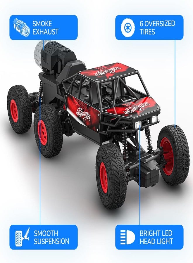 ميرانا ميجا رينجر | لعبة سيارة تحكم عن بعد 6WD 4x4 للأطفال | مركبة رباعية الدفع عالية السرعة تعمل بجهاز تحكم عن بعد، مزودة بعادم دخان | شاحنة وحشية للطرق الوعرة قابلة لإعادة الشحن عبر منفذ USB من النوع C | هدية للأولاد والبنات (أحمر) - Image 4
